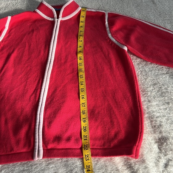 Lauren Scott Sport Zipper Sweater, Petite L, Pink/White, pre-owned - Picture 3 of 8